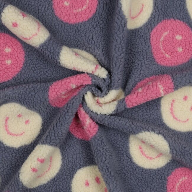 Teddy jacquard happy faces - jeans