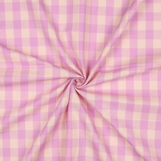 Checks lilac light orange - katoen