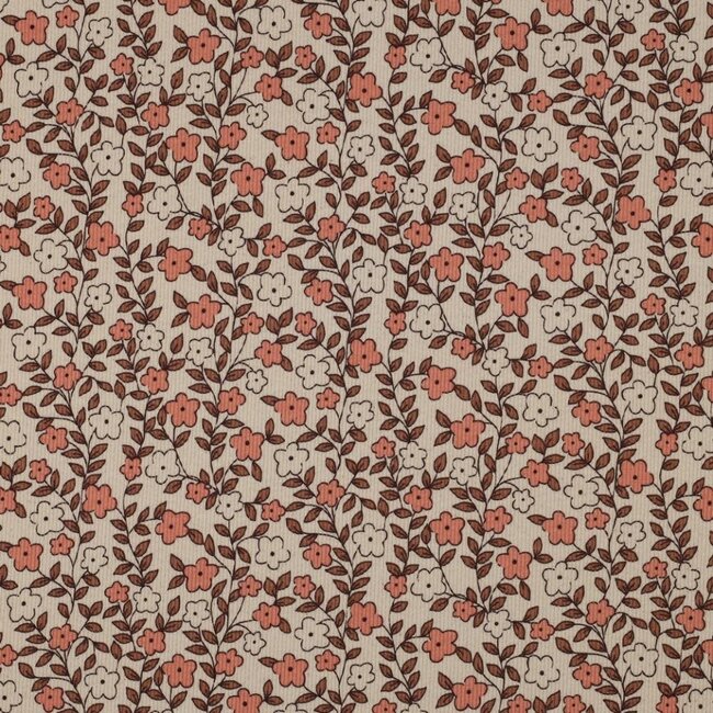 Rib jersey gots - natural flowers