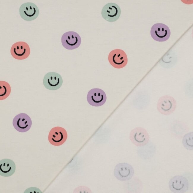 Happy faces lilac - flanel