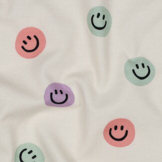 Poppy Happy faces lilac - flanel