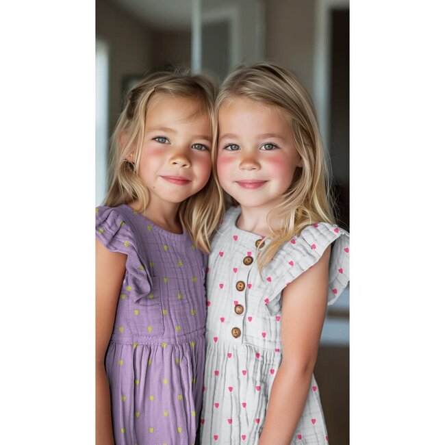 Embroidery neon hearts - double gauze