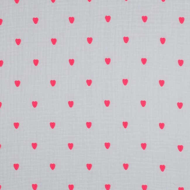 Embroidery neon hearts - double gauze