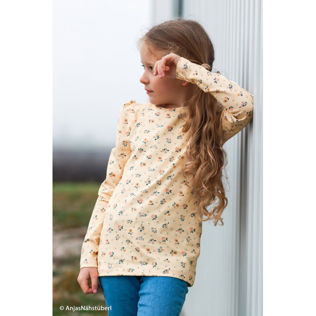 Flowers & wood botergeel - tricot