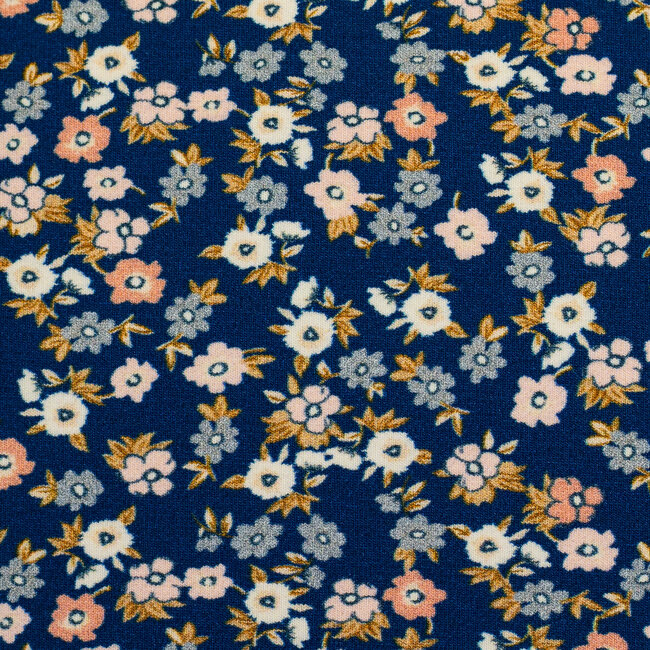 Flowers & wood dark iris - tricot