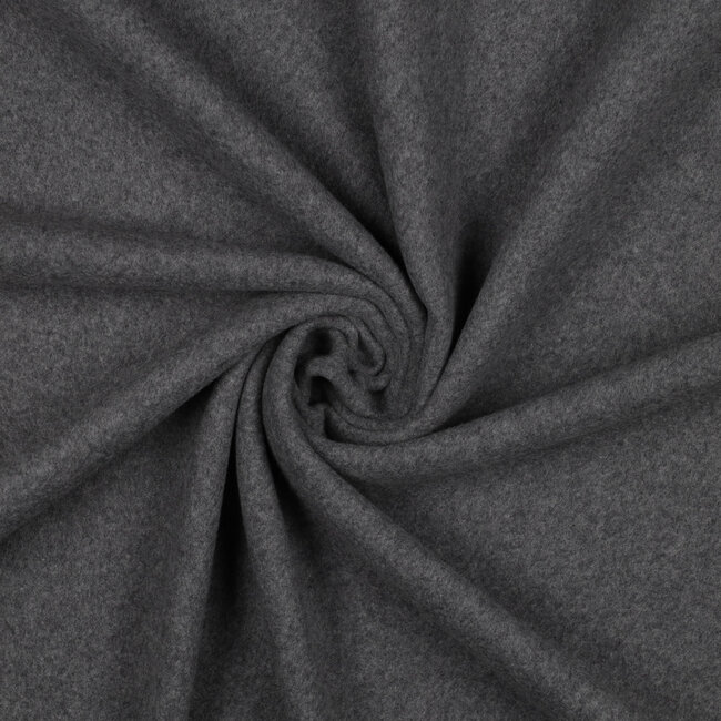 Katoen fleece gots - dark grey melange