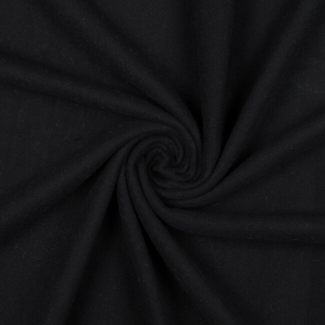 Katoen fleece gots - zwart