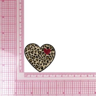 Strijkapplicatie hart panter (per 1 stk)