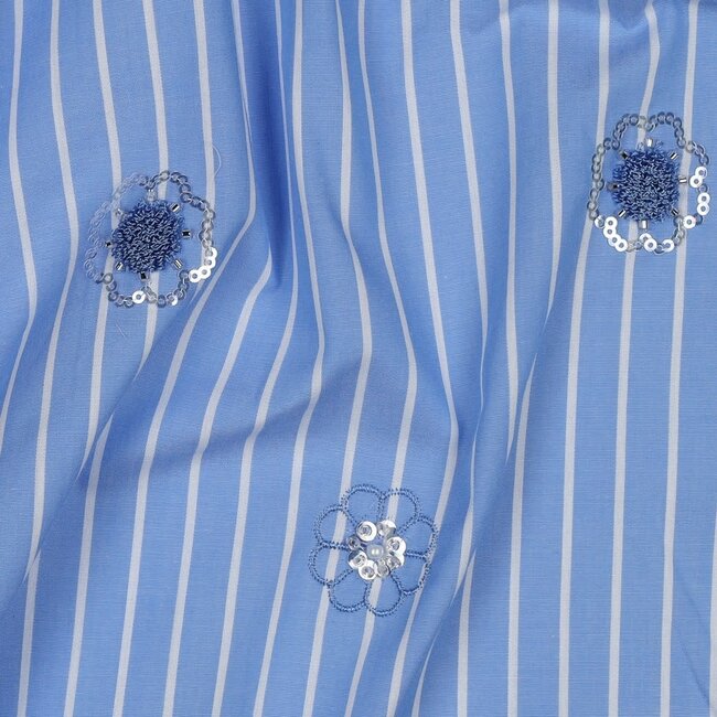 Stripes sequins flowers - katoen