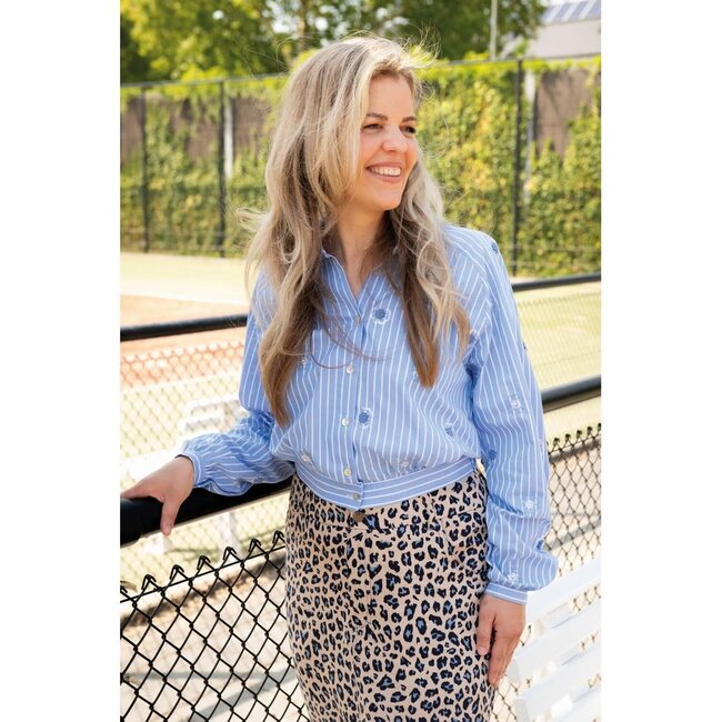 Stripes sequins flowers - katoen