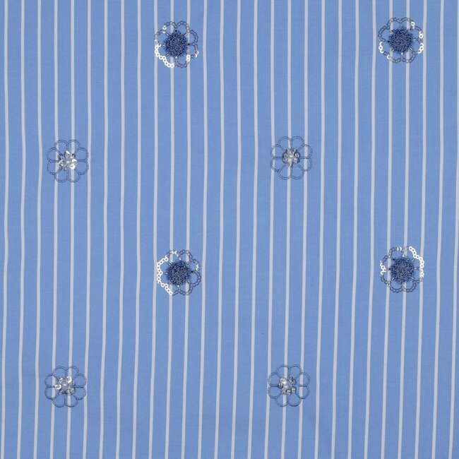 Stripes sequins flowers - katoen