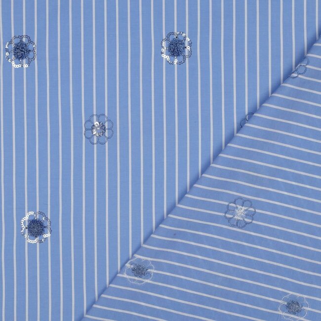 Stripes sequins flowers - katoen