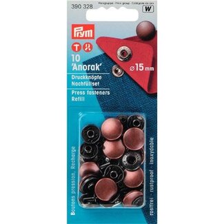 Anorak drukknopen oudkoper 15mm Navulling