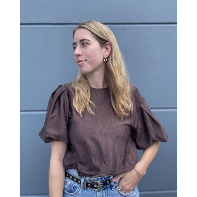 Shiny blousestof - chocoladebruin