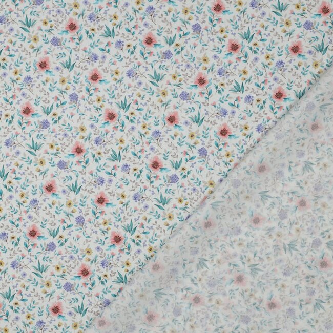 Wild flower poplin - blue green