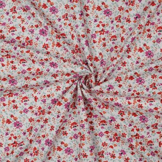Wild flower poplin - red purple