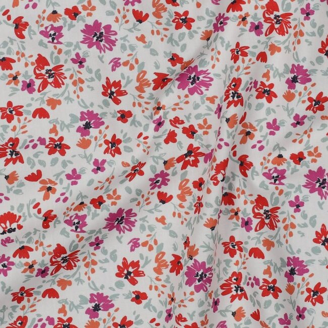 Wild flower poplin - red purple