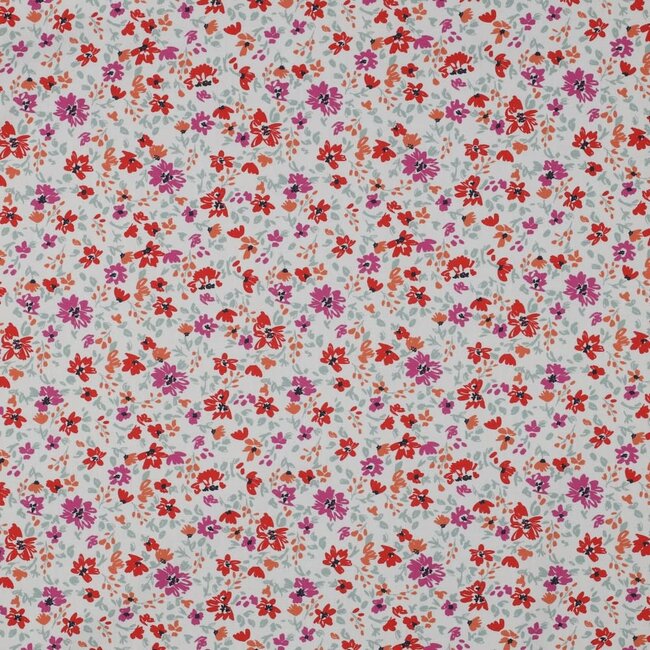 Wild flower poplin - red purple