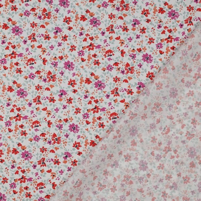 Wild flower poplin - red purple