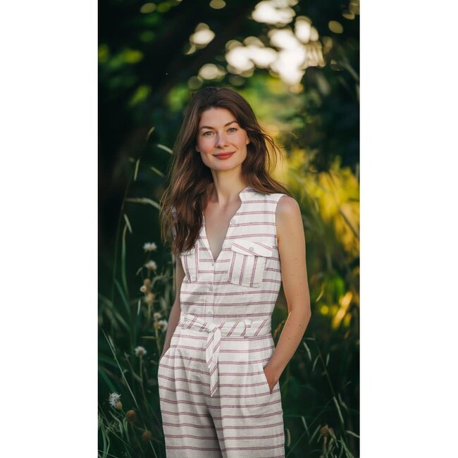 Country stripe linnen - lila