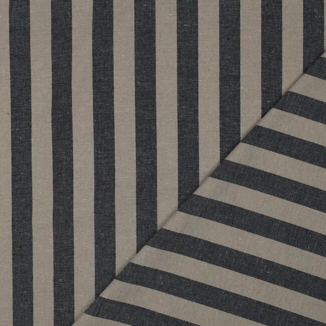 Bold stripe linnen viscose - navy