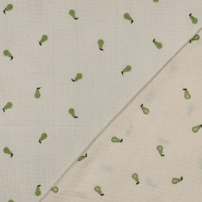 Double gauze geborduurde peer - naturel