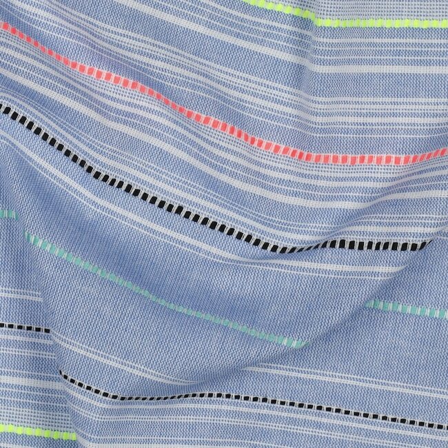 Katoen yarn dyed neon stripes - blauw
