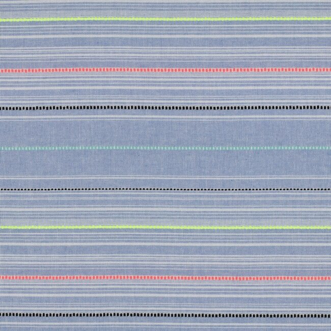 Katoen yarn dyed neon stripes - blauw