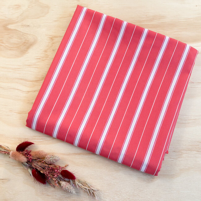 Four roses 2 meter - blousestof koraal streep