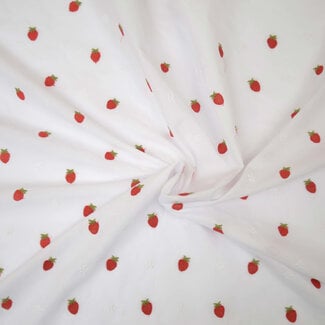 Hilco Geborduurde aardbeien - katoen