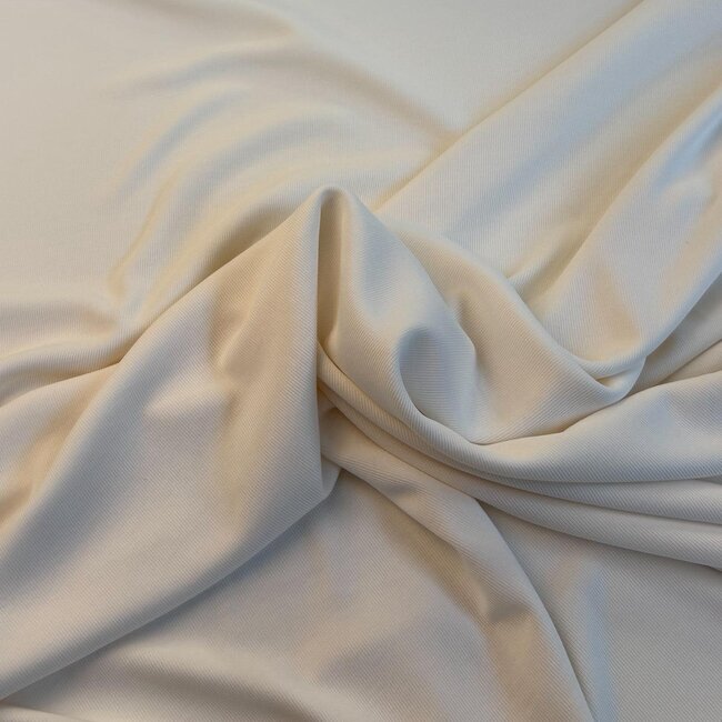 Fijne rib viscosetricot - gebroken wit
