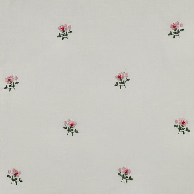 Katoen voile crinkle - embroidery bloemen