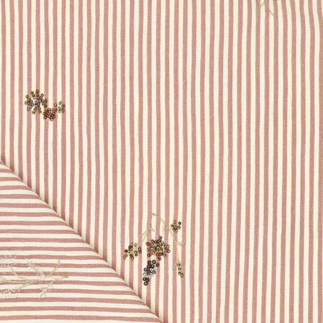 Crinkle stripe embroidery - roze