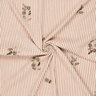 Crinkle stripe embroidery - roze