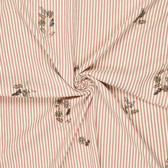 Crinkle stripe embroidery - roze