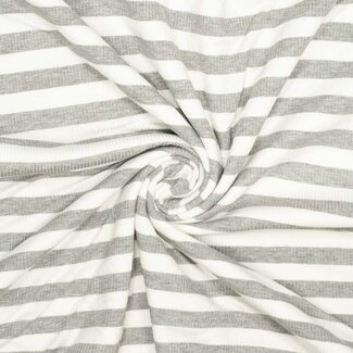 Viscosetricot rib streep - grijs