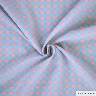 Katia Fabrics Vichy gingham - sky & pink
