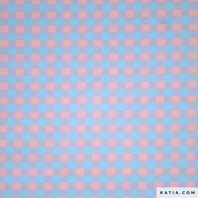Vichy gingham - sky & pink