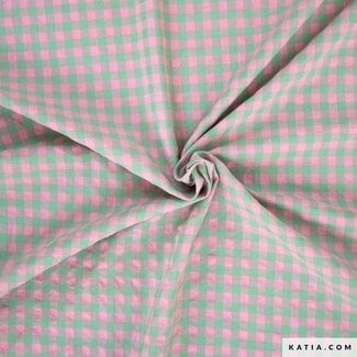 Katia Fabrics Vichy gingham - apple & pink