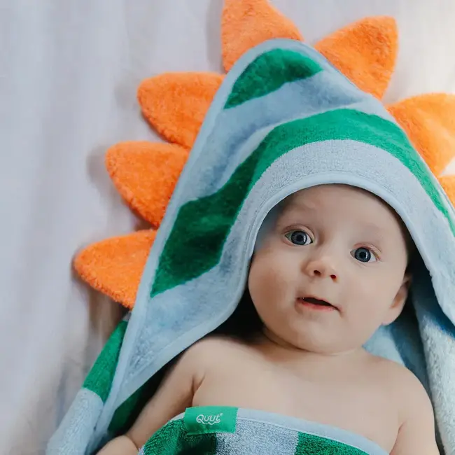 Cotton hooded towel 75x75 cm - dino