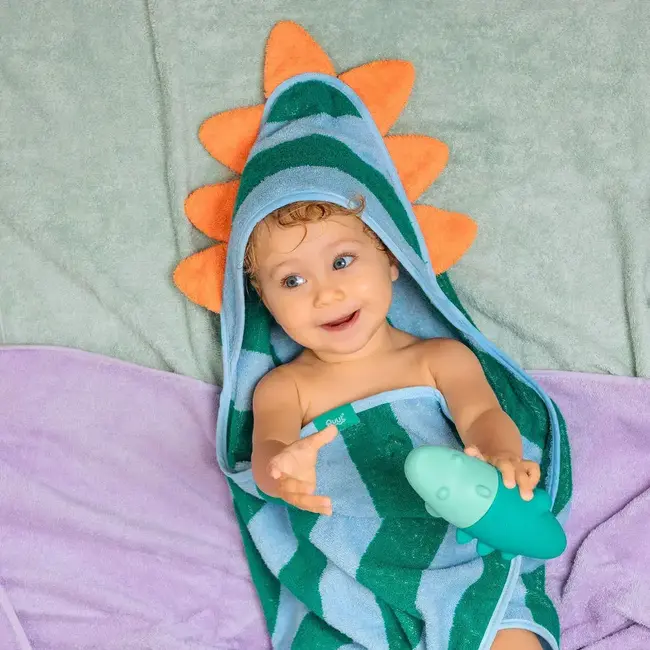 Cotton hooded towel 75x75 cm - dino