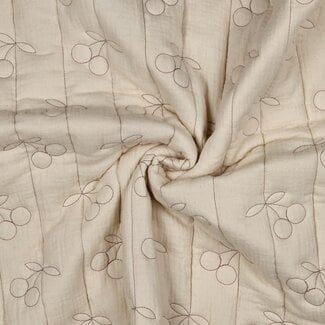 Double gauze matelassé kersjes - ecru