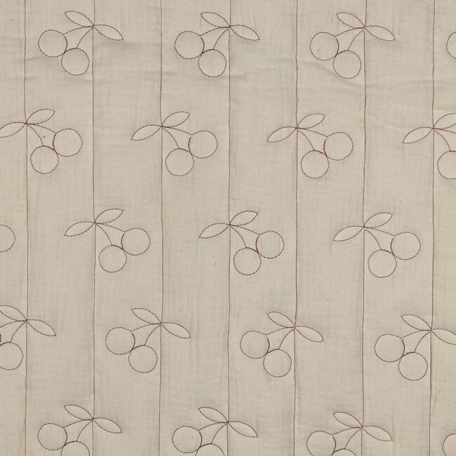 Double gauze matelassé kersjes - ecru