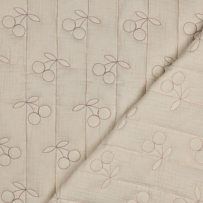 Double gauze matelassé kersjes - ecru