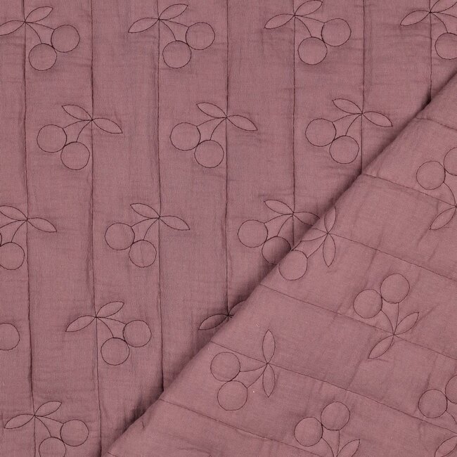Double gauze matelassé kersjes - mauve