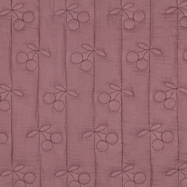 Double gauze matelassé kersjes - mauve