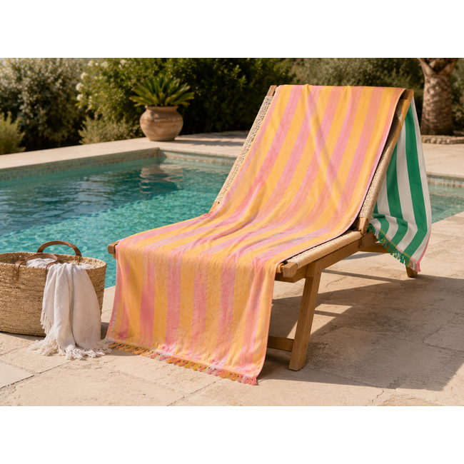 Riviera fouta - sunset (roze-geel)