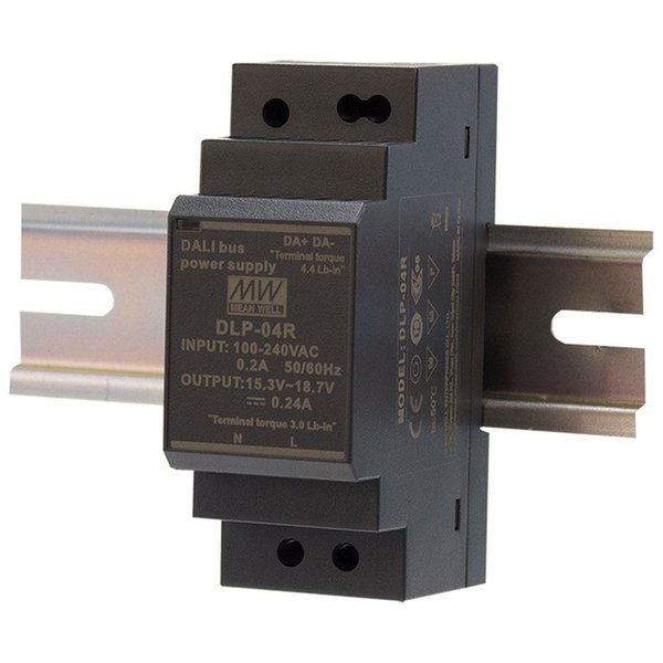 Mean Well DALI Ultra Slim Busvoeding; Uitgang 18,7VDC bij 0,24A Dinrail