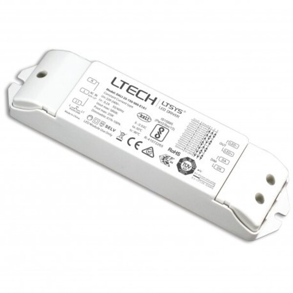 LTECH 1 channel Constant Current LED driver 230Vinput 1500 –900mA CC 25W- DALI-25-150-900-E1A1