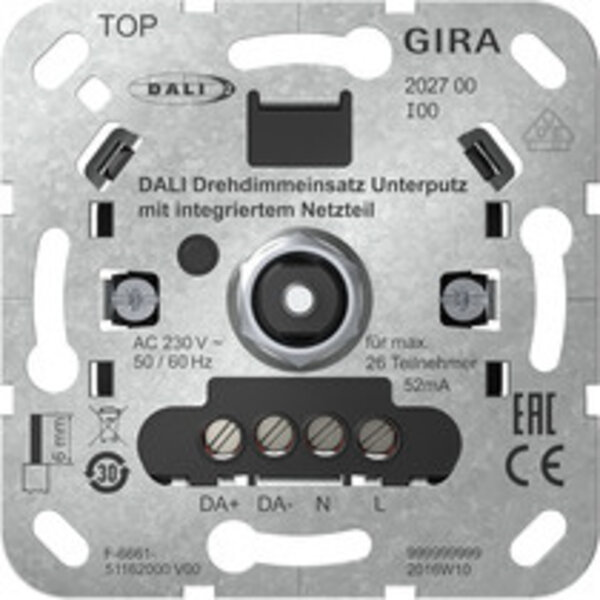 Gira DALI Drehdimmer Unterputz-Basiselement mit integriertem Netzteil